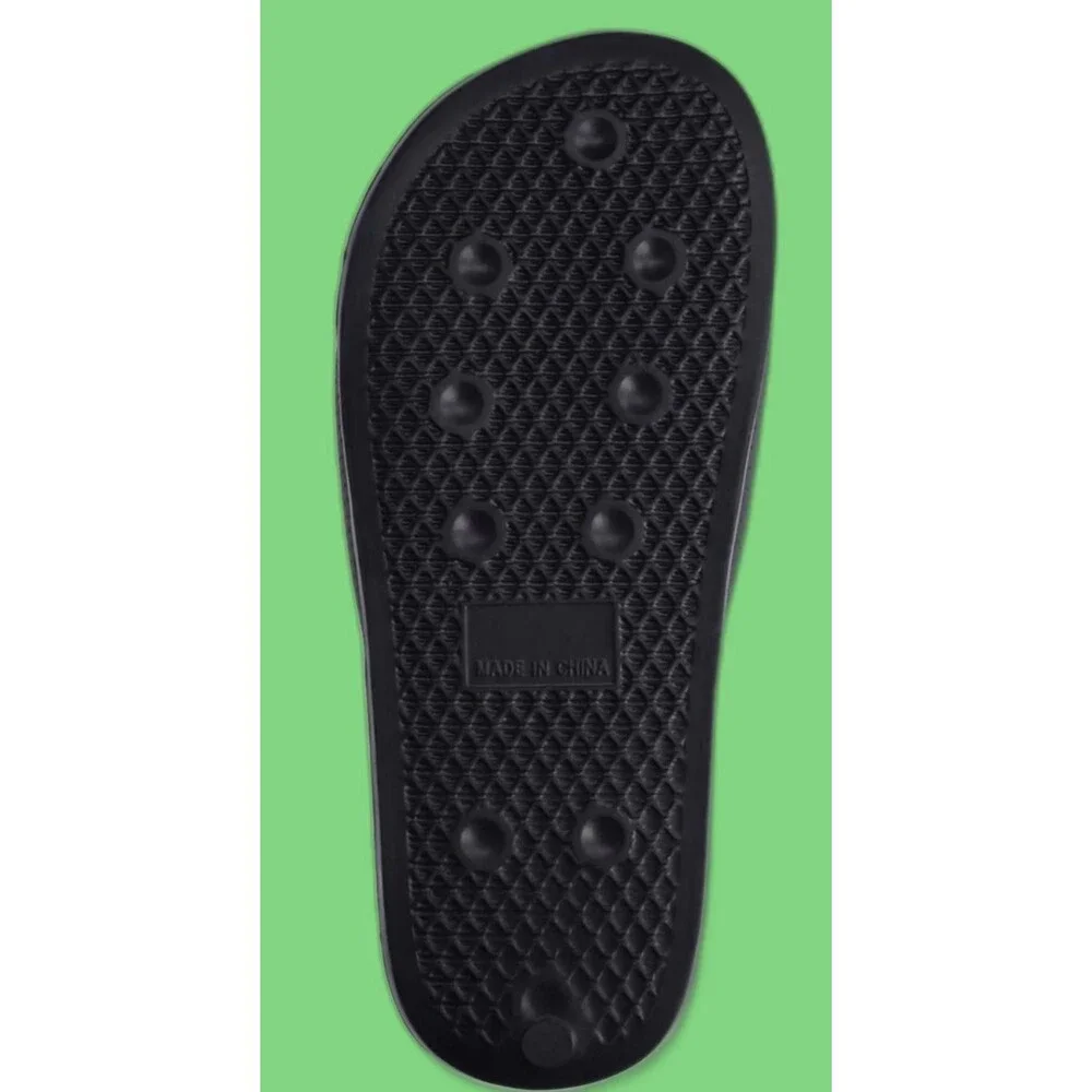 Minecraft Boys Pixelated Green Creeper Slide Sandals Black Shoes Size 4-5 NWT